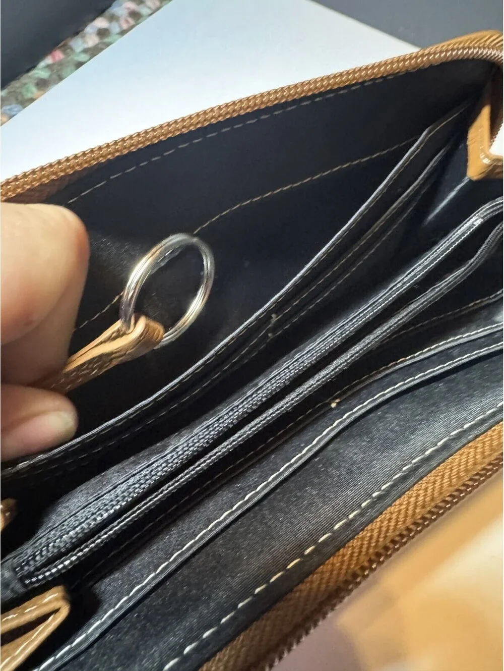 Tignanello Soft Leather Brown Zip Around Wallet Organizer Coin Great Condition